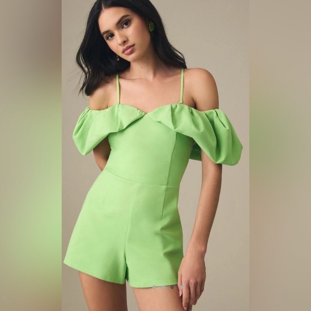 Elliatt Lyric Lime Green Off Shoulder Ruffle Romper NWT Small $270